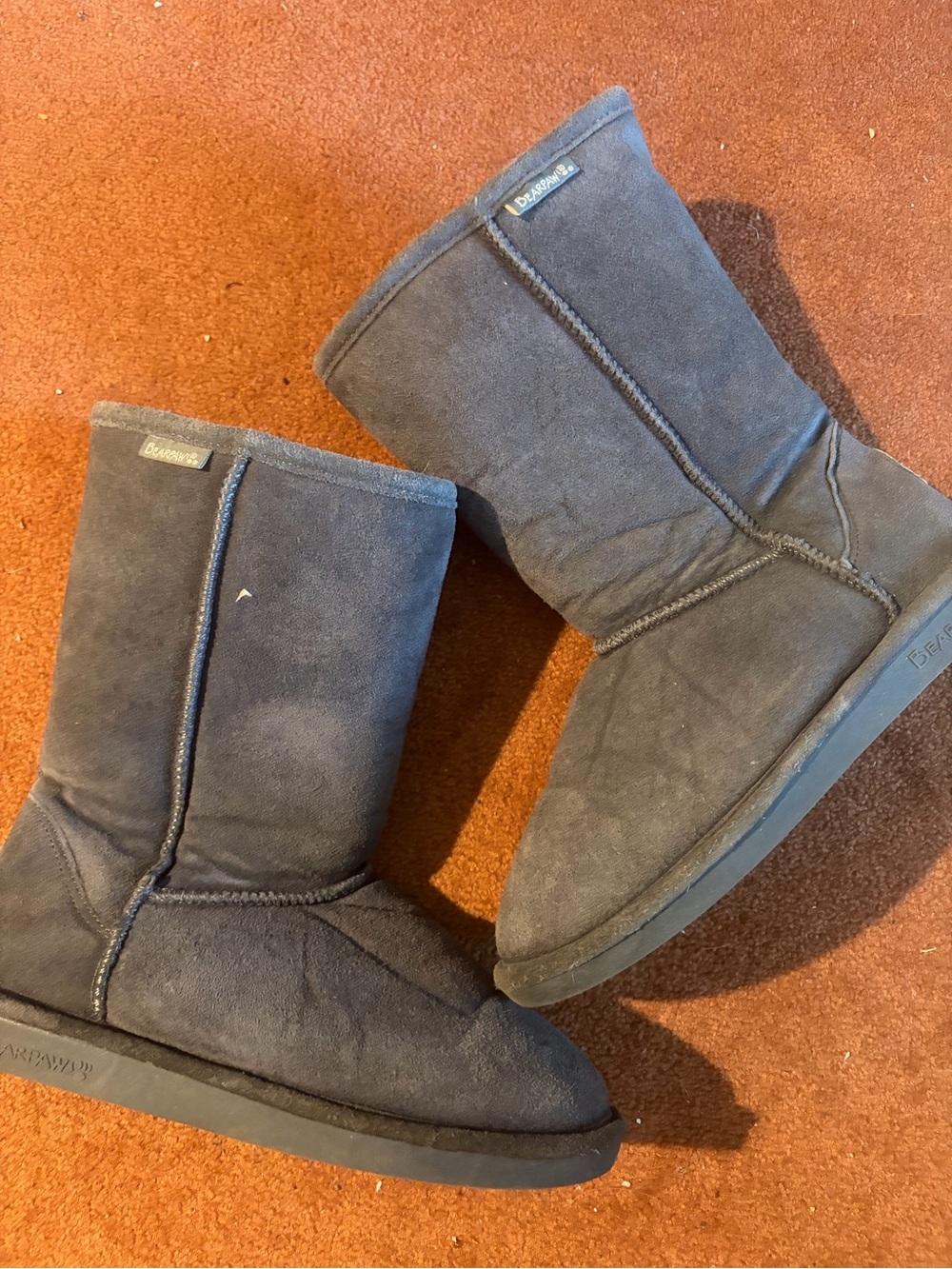 BearPaw Short Suede Boots - Charcoal Gray